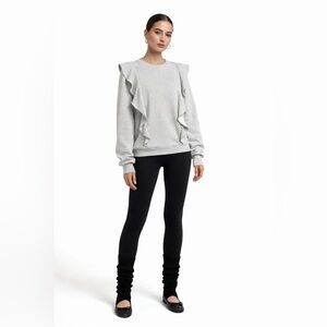 A.L.C Keller Ruffle Crewneck Sweatshirt XS Heather Gray Balletcore $295